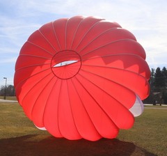 23ft steerable round reserve parachute canopy – red – MINT