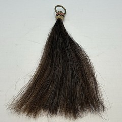 13” Horsehair Shoofly Round Striped Rawhide Knot Brass Ring Chestnut Sorrel