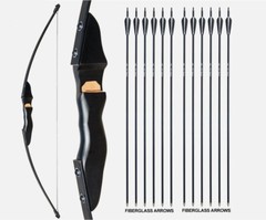 30/40LBS Archery Recurve Wood Bow Longbow Set Arrow Adult Outdoor Hunting Target