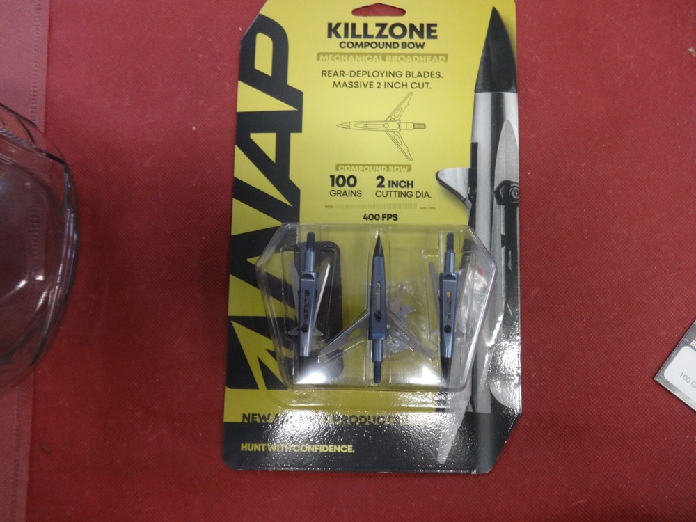 NAP Killzone Crossbow Broadhead 100 Grain 2 Inch Cutting Diameter Three Pack