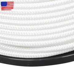 1/4 Inch × 500ft White Nylon Solid Braid Rope High UV & Abrasion Resistance