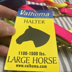 NEW – VALHOMA HORSE HALTER SIZE: 1100 – 1500 LBS. Rainbow Color. Brass Metal