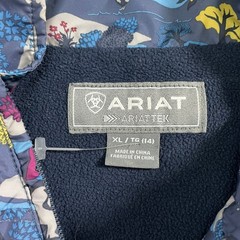Ariat Equestrian Landscape Blue Full Zip Fleece Riding Jacket Juniors XL 14