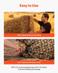 round Bale Hay Net, 4.92 X 4.92 X 4.92 Ft, 1.65 Inch Holes, PE Material, Knotles
