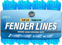WavesRx Premium Fender Line – 4 Pack | Double Braided Nylon Boat Lines and Ropes