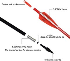 30-inch Fluorescence Carbon Arrows Pack of 12 for Hunting & Practice