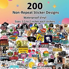 200 PCS Stickers for Adults Funny for Water Bottle, Laptop, Helmet, Cars, To…