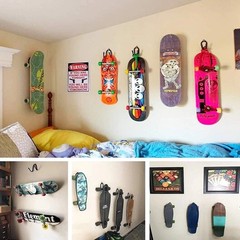Pmsanzay Skateboard Wall Mount Hanger Rack Storage Display Holder Black