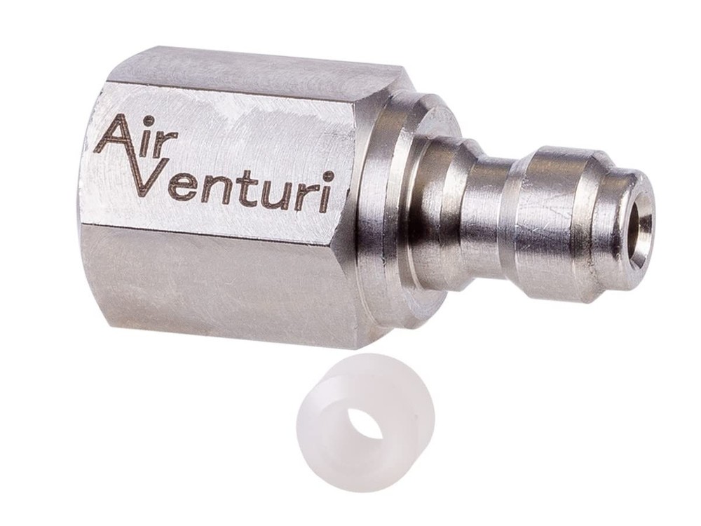 Air Venturi Male Quick-Disconnect, 1/8 BSPP Female Threads, Steel, Silver