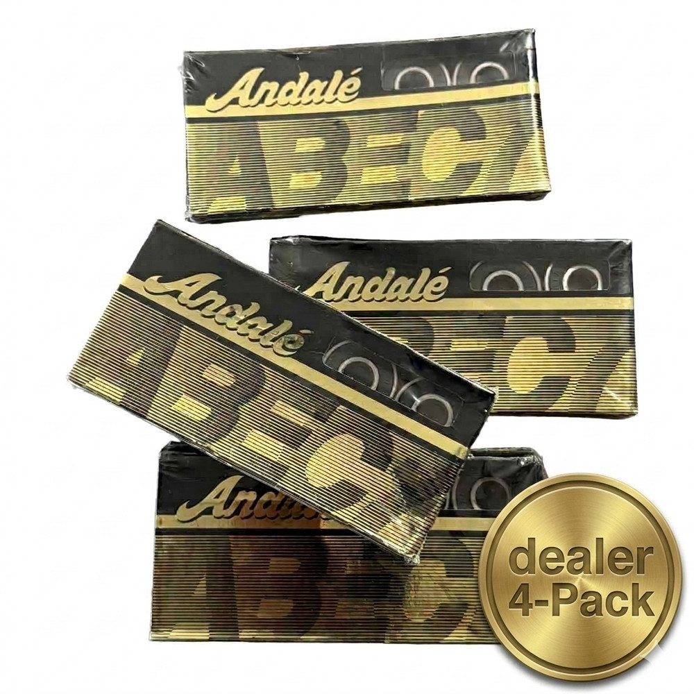 (Dealer 4-Pack 32 Bearings) Andale ABEC 7 Black Gold Pro Skateboard Bearings