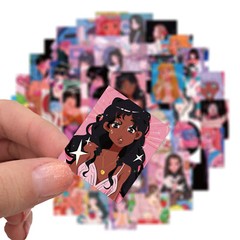 50pcs Cartoon Girls Sticker Pack For Water Bottle,Laptop,suitcase,Journaling