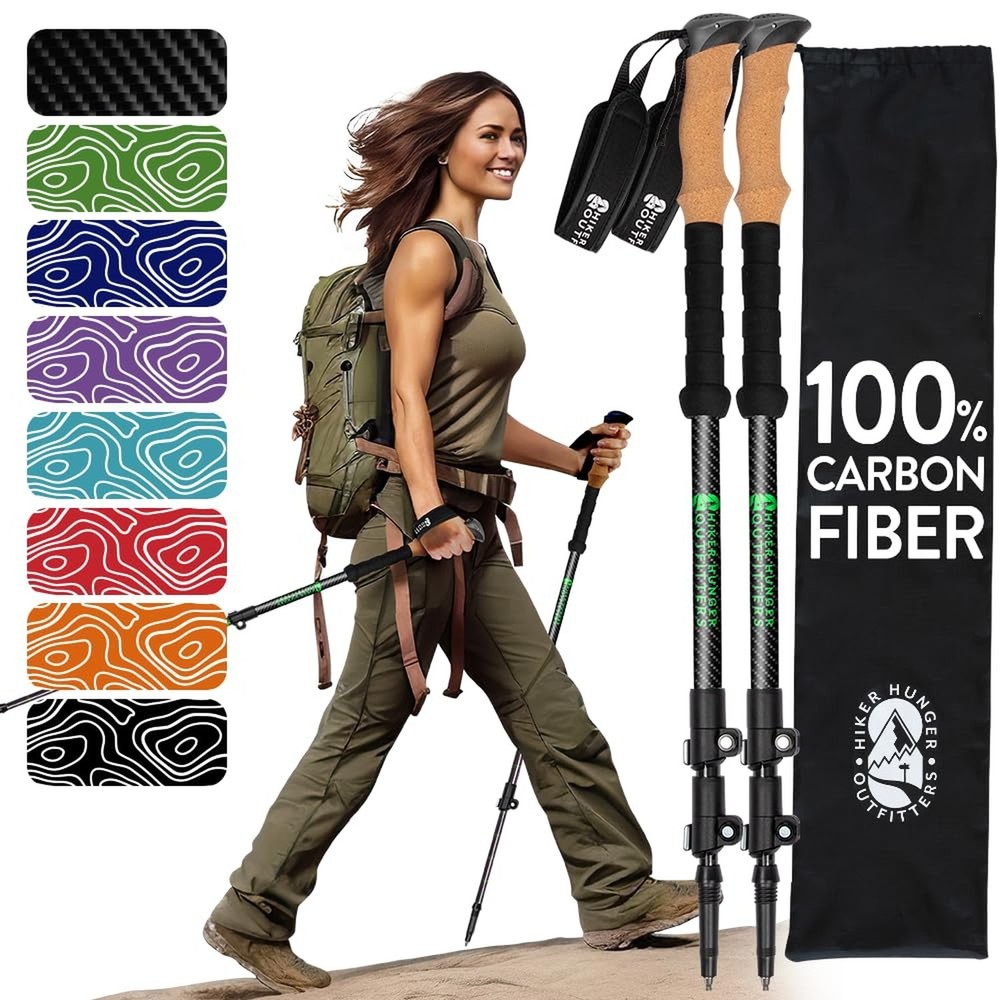 100% Carbon Fiber Trekking Poles by USA Brand – Ultra Strong Lightweight Coll…