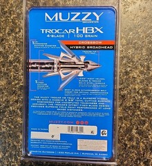 NEW Muzzy Trocar HBX Hybrid Crossbow 4 blade 100 Gr 3 Broadheads expandable
