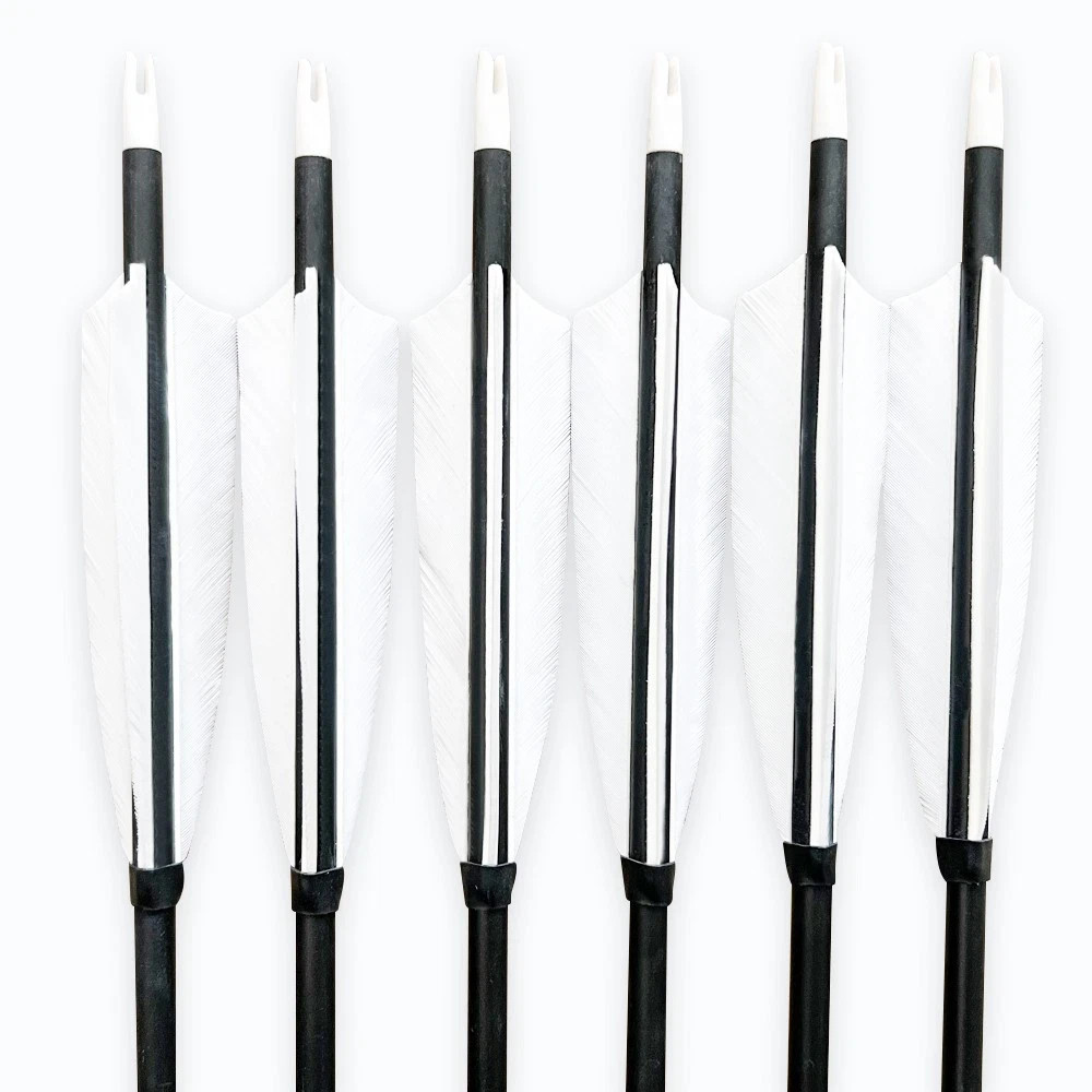 AF 31.5″ Carbon Mix Arrows 6pcs 500 Spine White Feather Hunting Target Archery