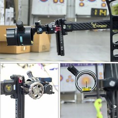 Compound Bow Sight Single Pin Bow Sight 0.019″ Fiber 4X 6X 8X Lens Carbon Fib…