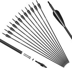 12pcs Archery 30″ inch Carbon Arrows SP500 Outdoor Bow Hunting Practice Target