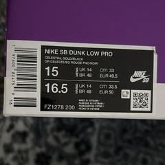 Nike SB Dunk Low Pro Skateboarding Shoes Gold/Black US 15 D/M FZ1278-200