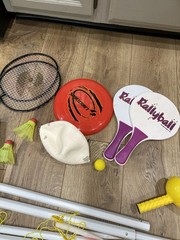 Sportcraft 5 Game Combo Set with Bag, Badminton, Paddleball, Frisbee, Net