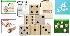 6-Piece Giant Wooden Dice Set with Dry-Erase Board – Family Game Night Essential