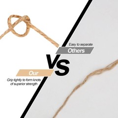 Jute Twine String Hemp Rope – 328 Feet 2mm 3ply Natural Burlap Cord Rolls