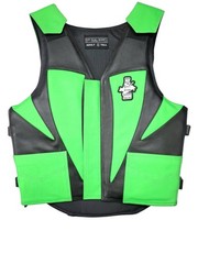 EPT Bull Riding Vest v3.0- Black & Lime Green Leather EPT Brand – Adult Sizes: S