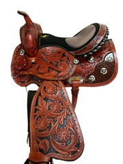 GAITED WESTERN SADDLE 17 16 15 PLEASURE SHOW HORSE TRAIL TOOLED LEATHER TACK SET