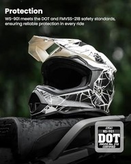 Adult Dirt Bike Helmets Men Women Motocross ATV Off Road Large Black White