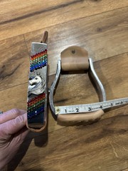 Pony / Youth size ALUMINUM STIRRUPS Unicorn concho Rainbow crystal rhinestones