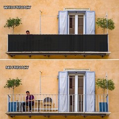 SUNLAX 3.3’x19.7′ Black Balcony Privacy Screen Fence Windscreen Cover Fabric …