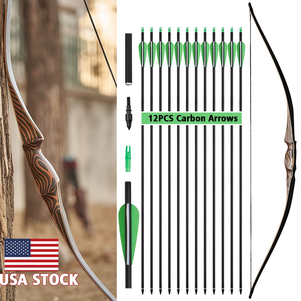 20-70lbs Traditional Longbow 54″ Wooden Recurve Bow Bow Archery Hunting Shooting