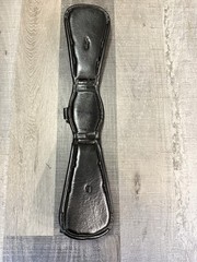 Dressage Girth Black Leather Elastic Double End Stainless Steel Roller Buckles