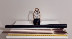 Japanese Samurai Kari-Ebira Quiver, Rare Vintage Yazutsu, & 4 Bamboo Arrows Set