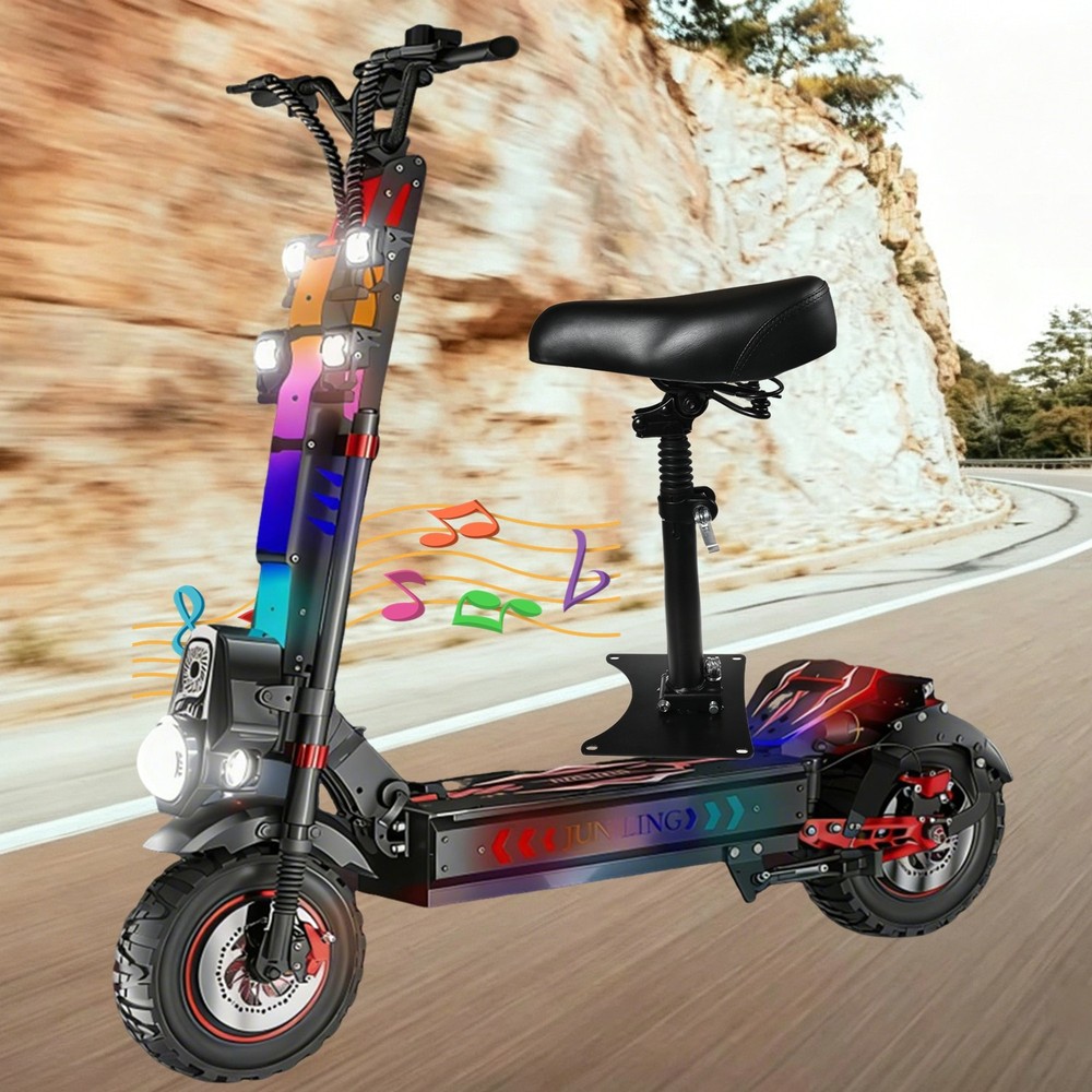 10000w Electric Scooter with Seat 75Miles 55MPH 13″ Foladable Commuting eScooter
