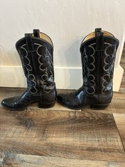 Vintage Tony Lama Genuine Lizard Skin Western Mens Boots Size 8.5 Regular