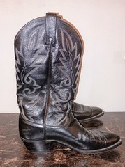 Dan Post Leather Boots Sz 10D Black Stitched Cowboys Western Rodeo ✨