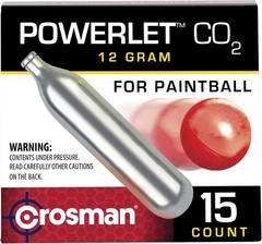 Crosman CC15PB CO2 Powerlet For Paintball (15-Count),Black 12 grams, Black