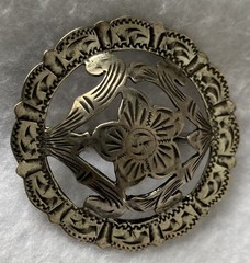 FLEMING 1-3/4″ Filigree Solid STERLING Silver Loopback Bridle Rosette Concho