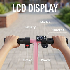 N65 Foldable Electric Scooter Kids & Teens 250W 9MPH Pink UL2272 6.5″ Tires