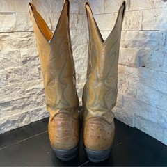 Nocona leather ostrich quill cowboy boots Embroidered with ornate toe Sz 8.5 D