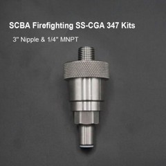 SCBA Firefighting SS-CGA 347 Kit 1/4 Inch MNPT Hand Tight Nut & 3 Inch Nipple