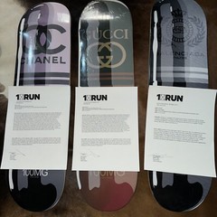 3 DENIAL CHANEL GUCCI BALENCIAGA PARIS SKATE DECK 1XRUN RARE ART Print LOT