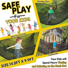 Climbing Net for Kids – 14.8FT x 9.9FT Double Layers Heavy Duty Playground Sa…