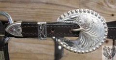 Dark Oil Yearling Show Halter – Congress Cut Silver – Matching Lead Shank