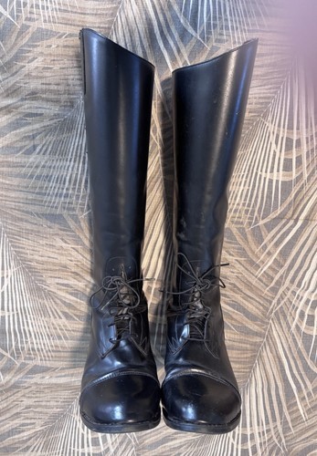 Men’s Black Leather Riding Dressage Field Equestrian Tall Boots – 10.5