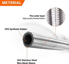 3 FT 6AN 3/8″ ID Fuel Line Stainless Steel Braided Hose Kit, With 3/8″ ID, 3FT