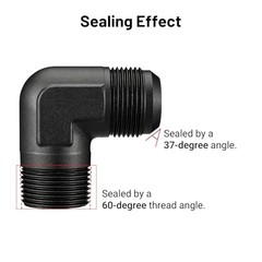 16AN Male Flare to 1″ NPT Pipe 90 Degree Fitting Adapter Aluminum Black