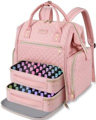 Nail Polish Organizer Bag Backpack Holds 70+ Bottles(15ml/0.5 fl.oz) Large Pink