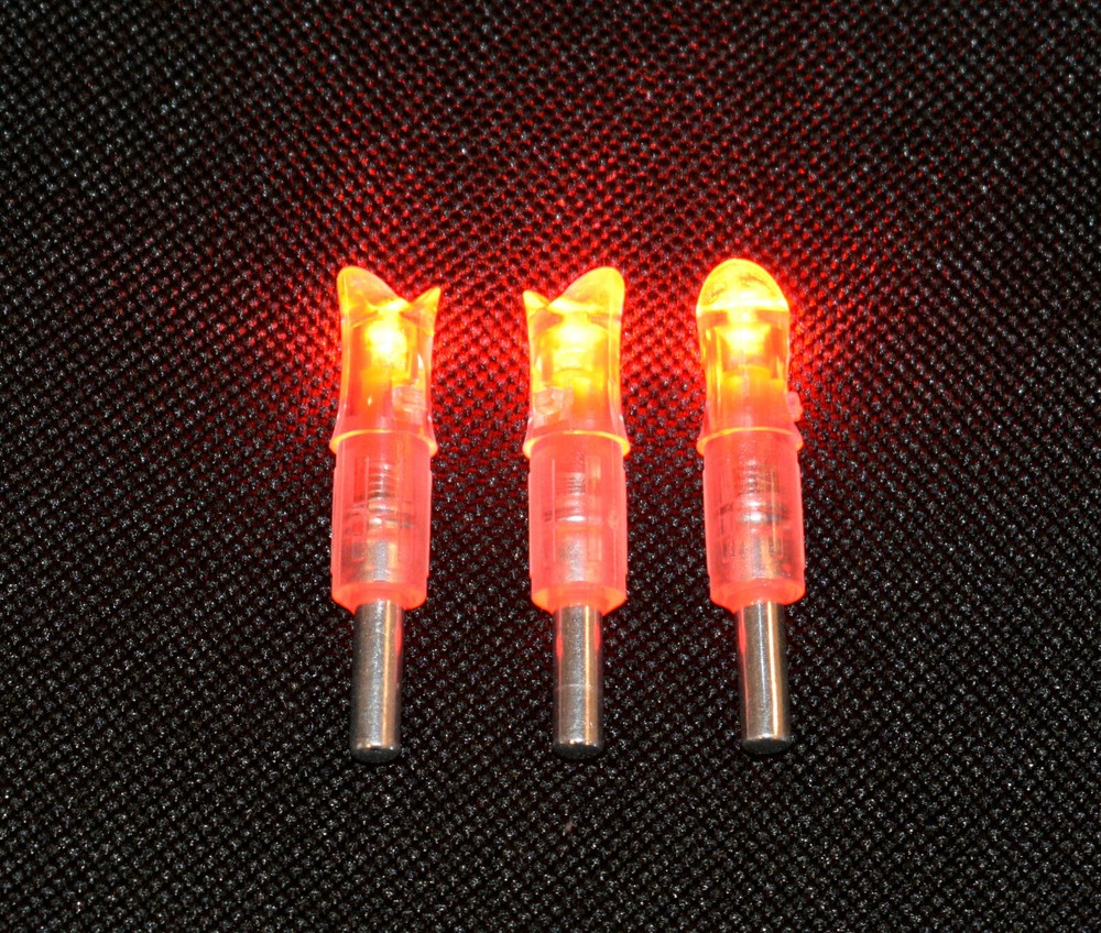 3 Crossbow Red LED Lighted Moon Nocks for Carbon Shafts .303 Press Fit 7.6mm