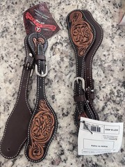 Circle Y Women Floral Filigree Spur Straps Leather Multi-Tone Tooled X0718-4001