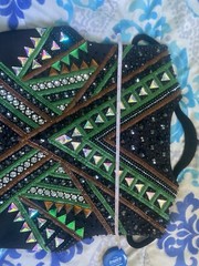 Equestrian Show Vest Western. Black Base green chestnut Brown. Horsemanship
